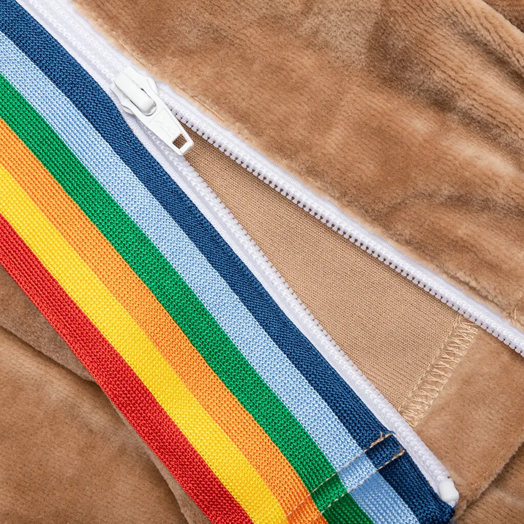 Rainbow Chenille Track Pants - Brown/White