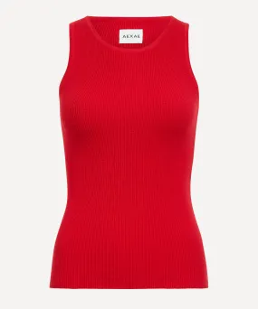 Red Rib Knit Top