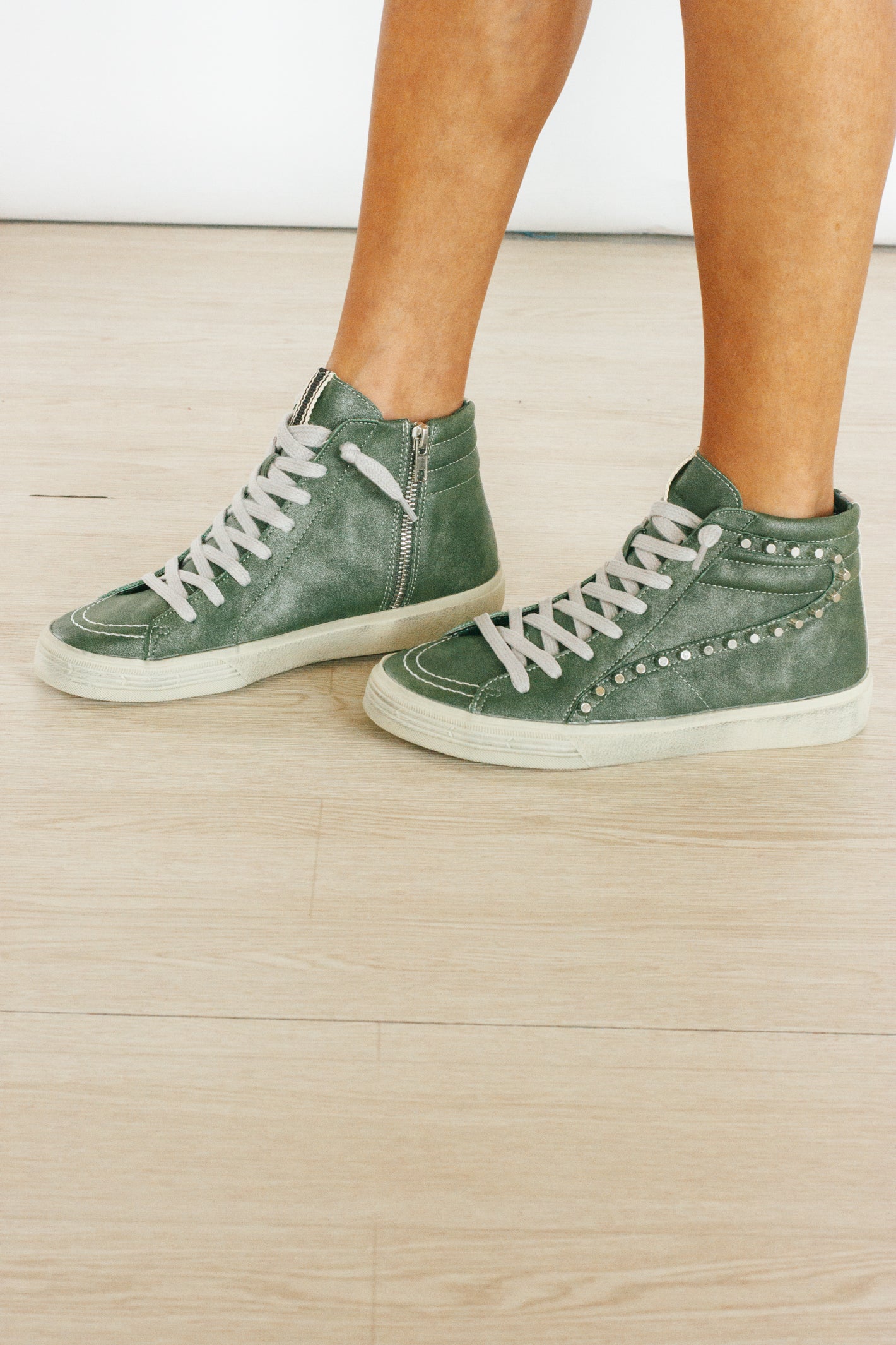 Roxie Olive Studded Sneaker