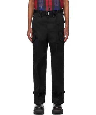 Sacai Black Cinch Belt Cargo Pants