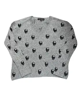 Skull Cashmere V Neck Sweater