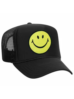 Smiley Vintage Trucker Hat - Black