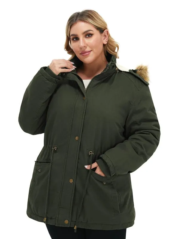 Soularge Women's Plus Size Sherpa Lined Winter Coat