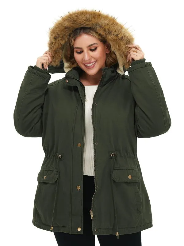 Soularge Women's Plus Size Sherpa Lined Winter Coat