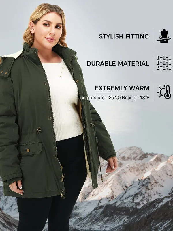 Soularge Women's Plus Size Sherpa Lined Winter Coat