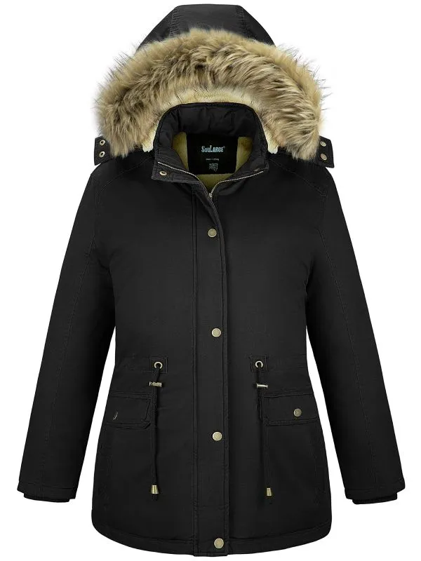 Soularge Women's Plus Size Sherpa Lined Winter Coat