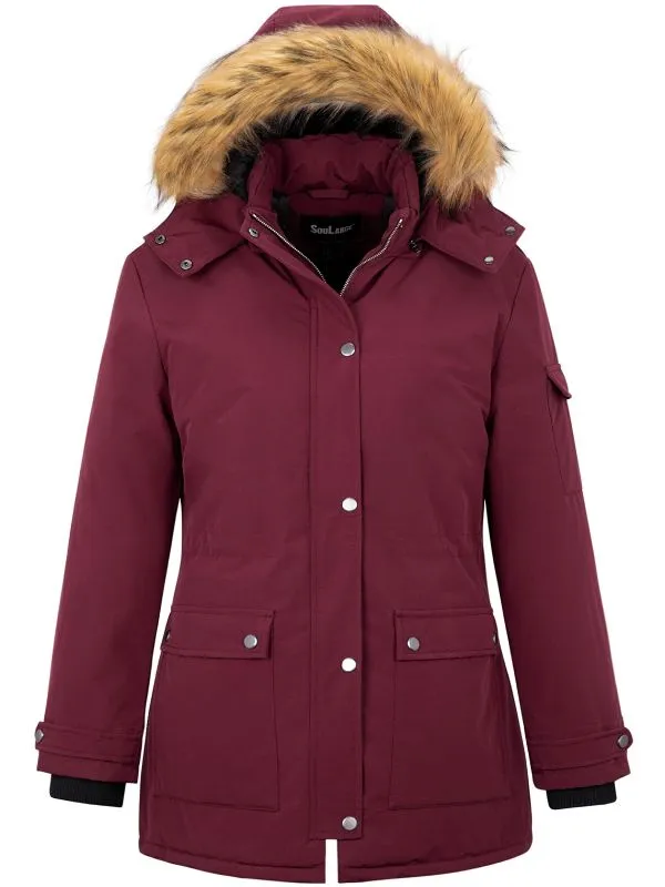 Soularge Women's Plus Size Waterproof Winter Puffer Coat