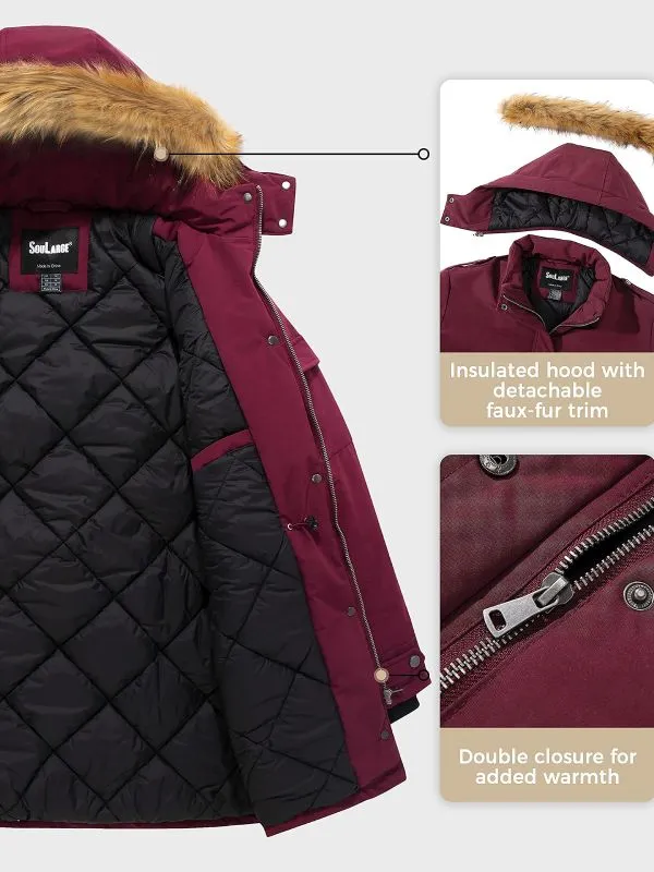 Soularge Women's Plus Size Waterproof Winter Puffer Coat