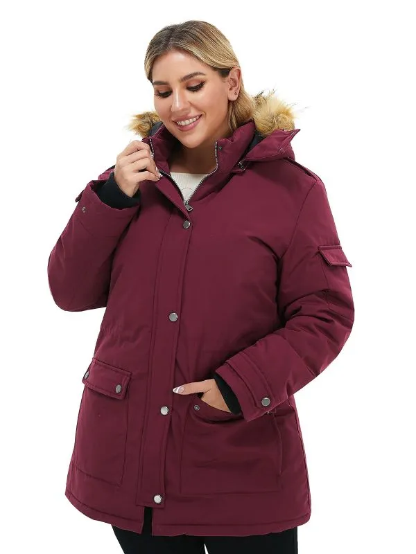 Soularge Women's Plus Size Waterproof Winter Puffer Coat