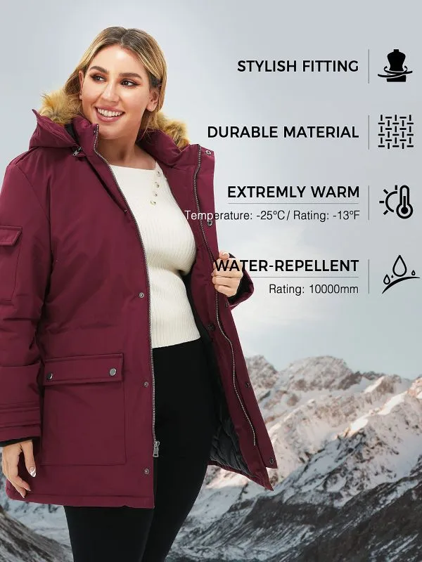 Soularge Women's Plus Size Waterproof Winter Puffer Coat