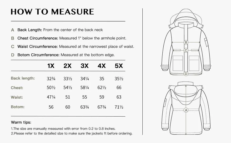 Soularge Women's Plus Size Waterproof Winter Puffer Coat