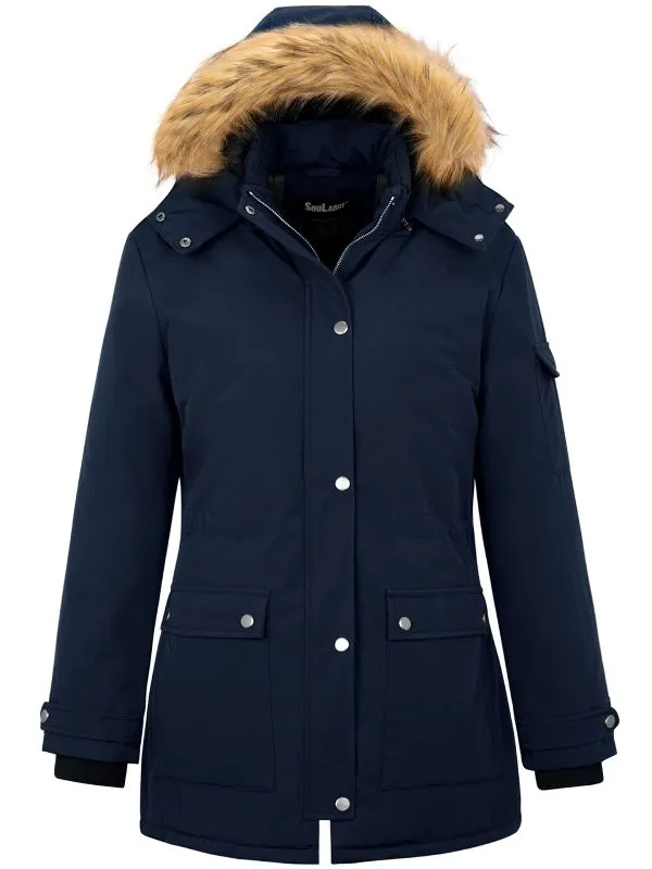 Soularge Women's Plus Size Waterproof Winter Puffer Coat