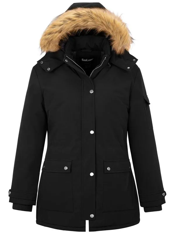 Soularge Women's Plus Size Waterproof Winter Puffer Coat