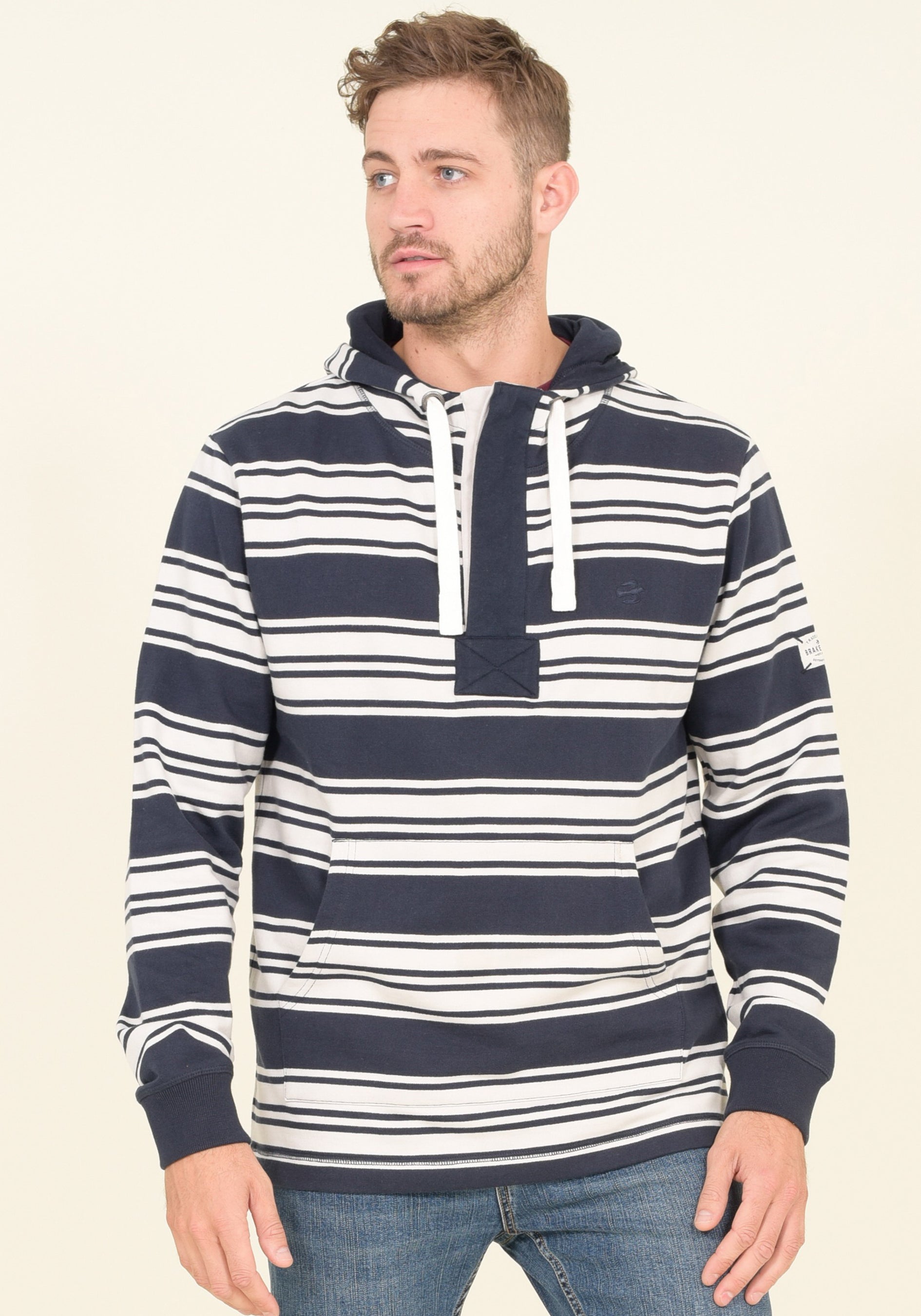 Stripe 3 Button Hoodie