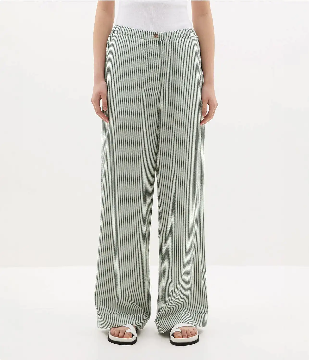 STRIPE SUMMER PANT -  GREEN / WHITE