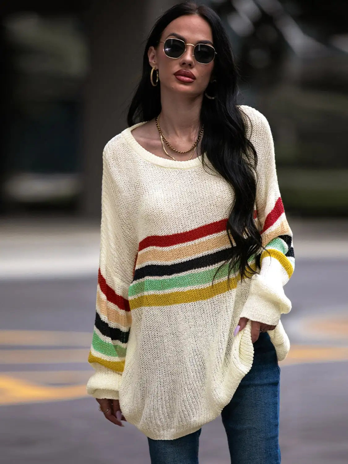 Striped Round Neck Sweater