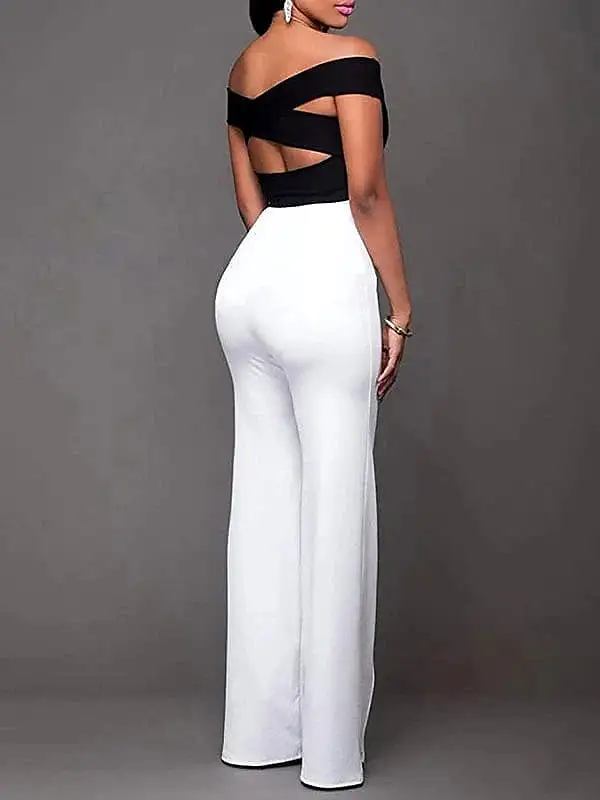 Stylish Black and White Wide Leg Work Pants for Women - S/M Size