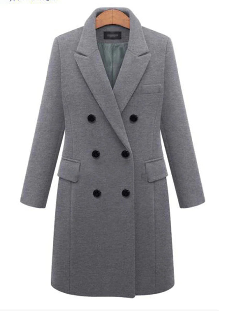 Stylish Women's Double-Breasted Trench Coat with Adjustable Fit & Convenient Storage