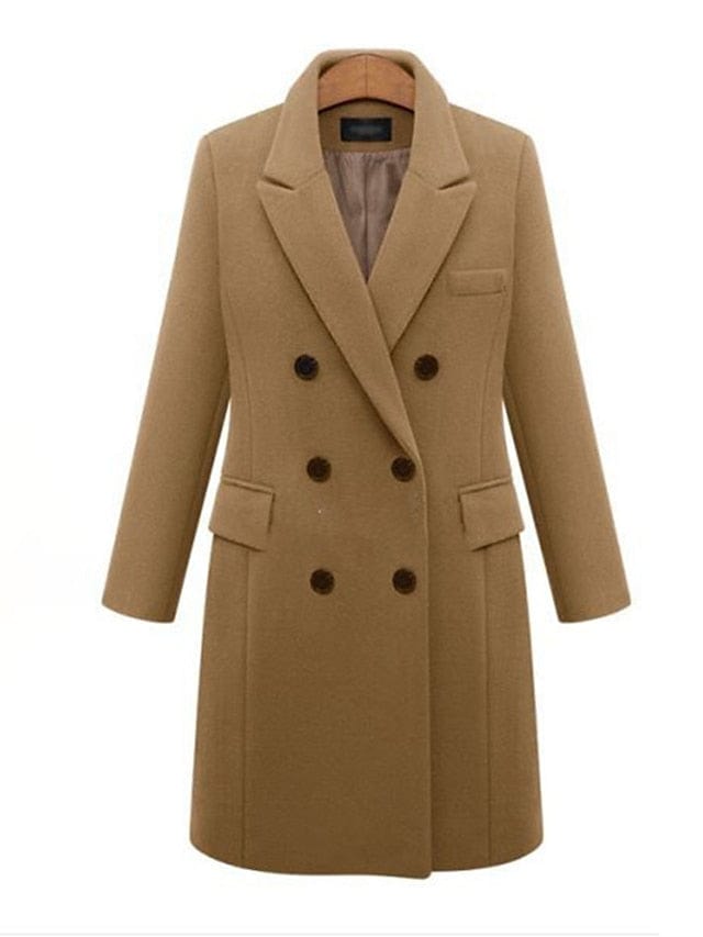 Stylish Women's Double-Breasted Trench Coat with Adjustable Fit & Convenient Storage