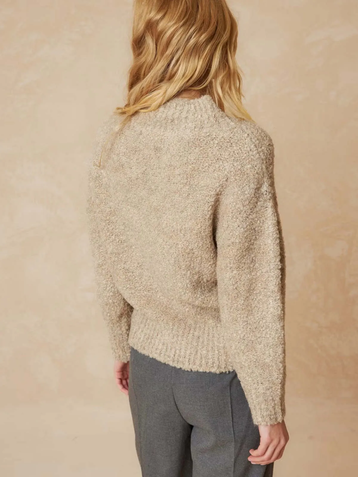 T Neck Sweater - Topo