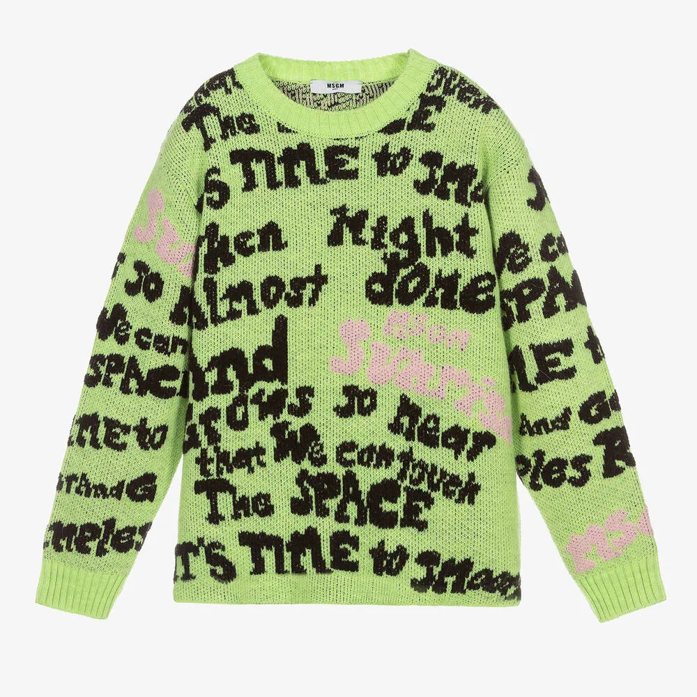 Teen Green Logo Knit Sweater