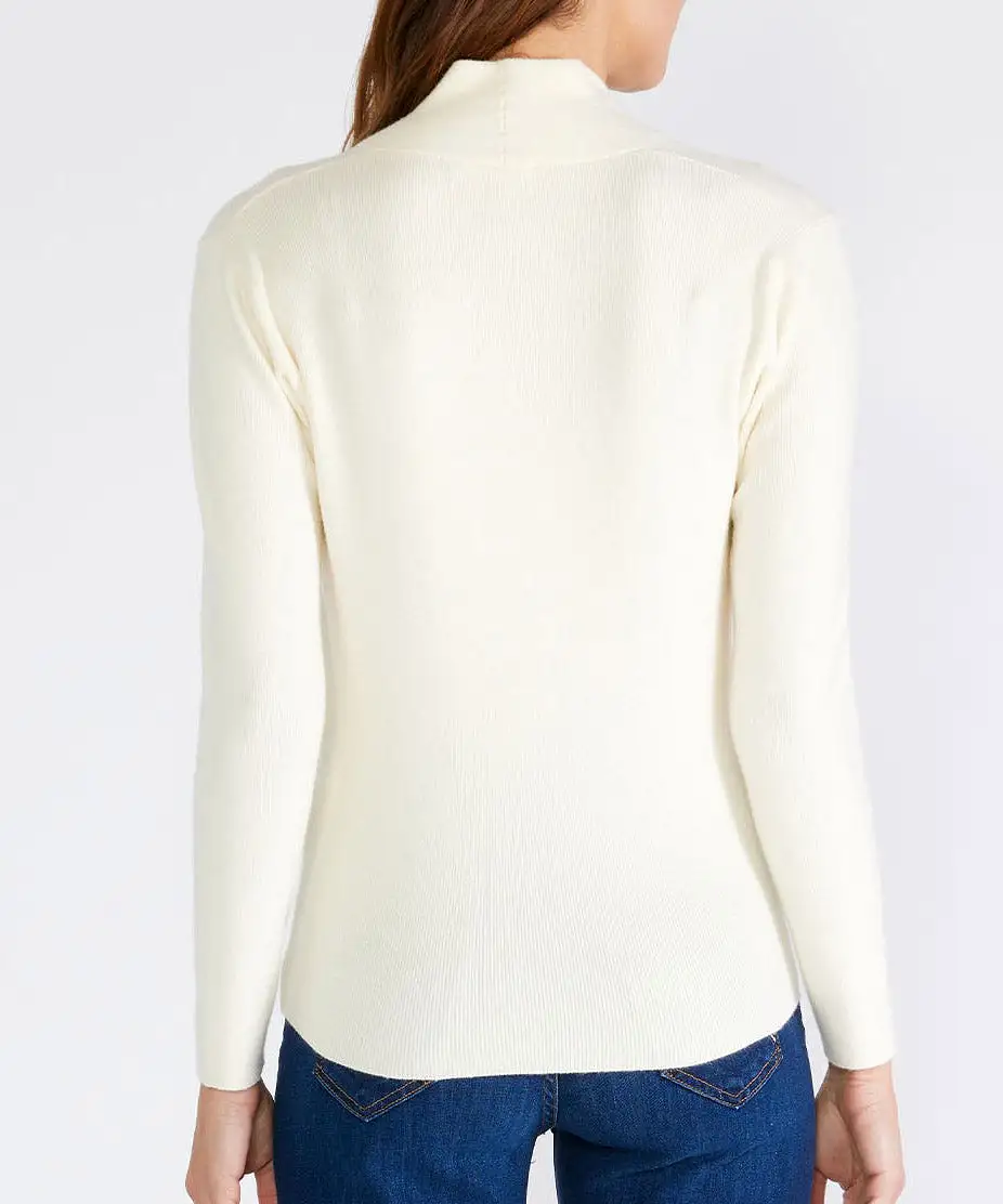 Twist Front Pullover Sweater Top - Cream