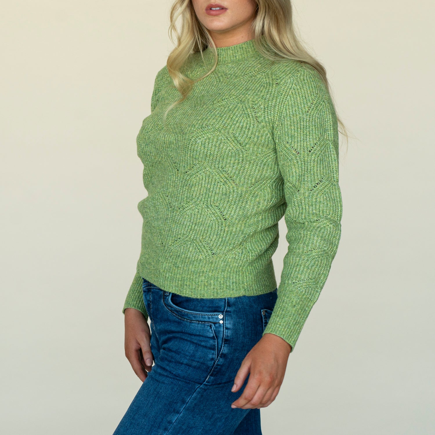 Twisted Pointelle Sweater - Green