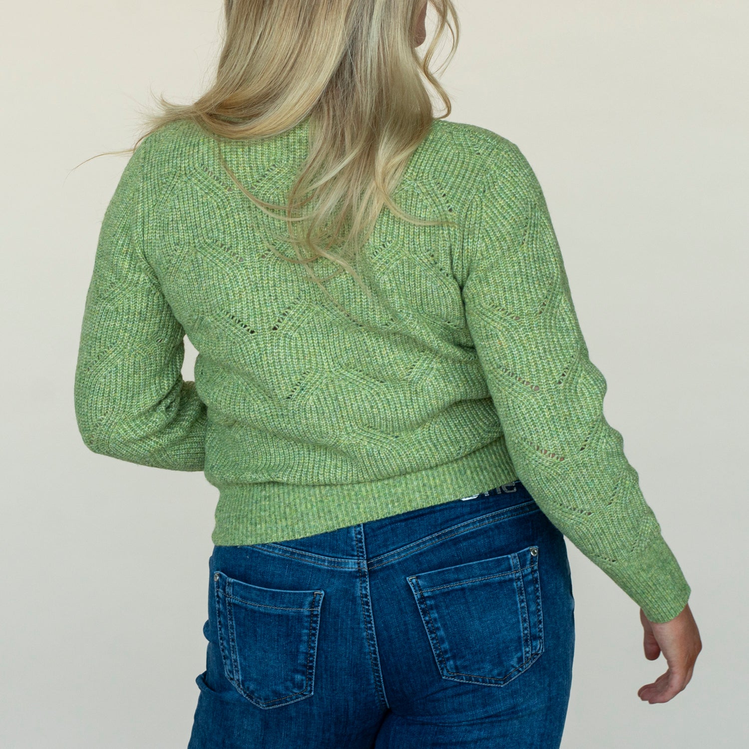 Twisted Pointelle Sweater - Green