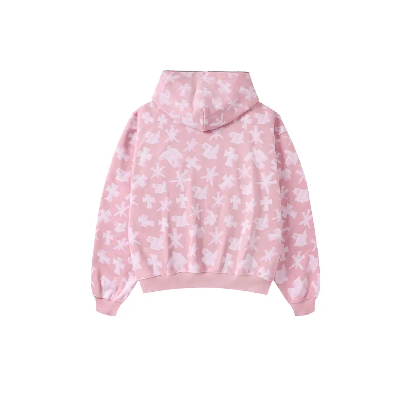 UNKNOWN 3D Monogram Logo Full Zip Pink