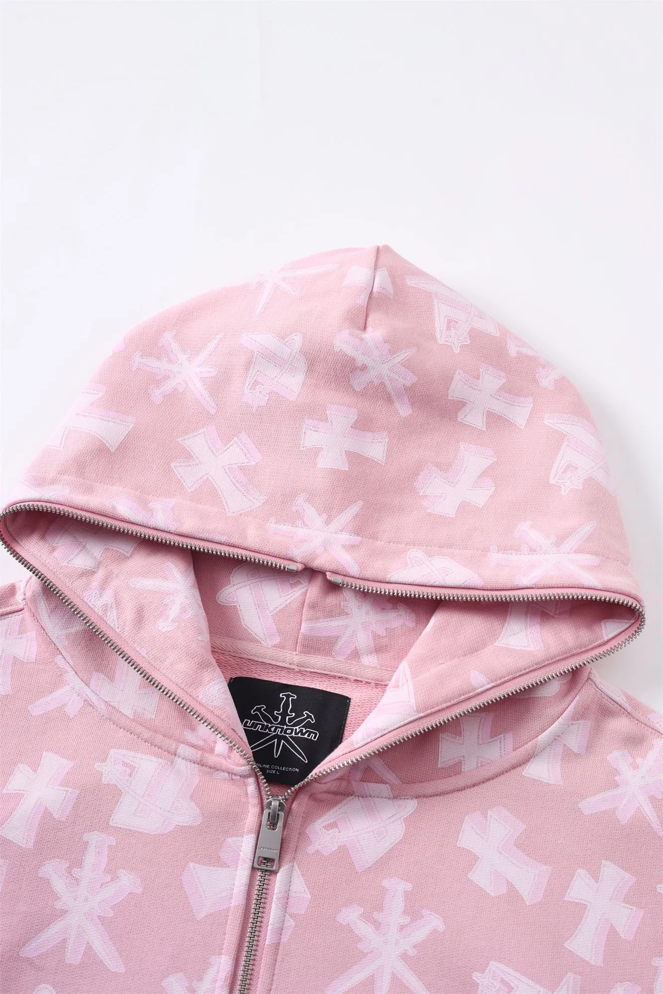 UNKNOWN 3D Monogram Logo Full Zip Pink