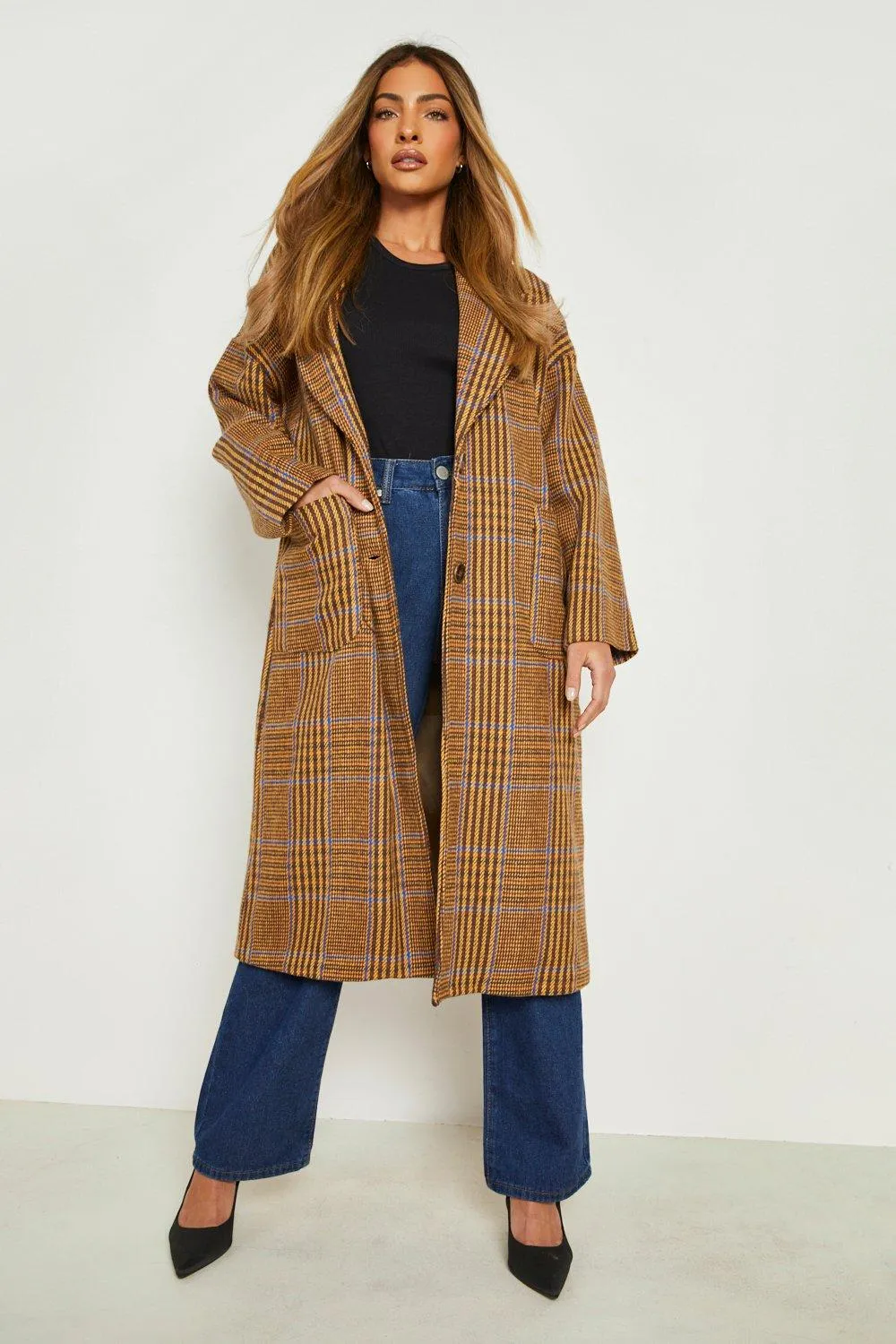 (Ve) Flannel Wool Look Coat