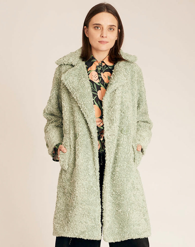 VEGAN SHEEPSKIN COAT -  GREEN