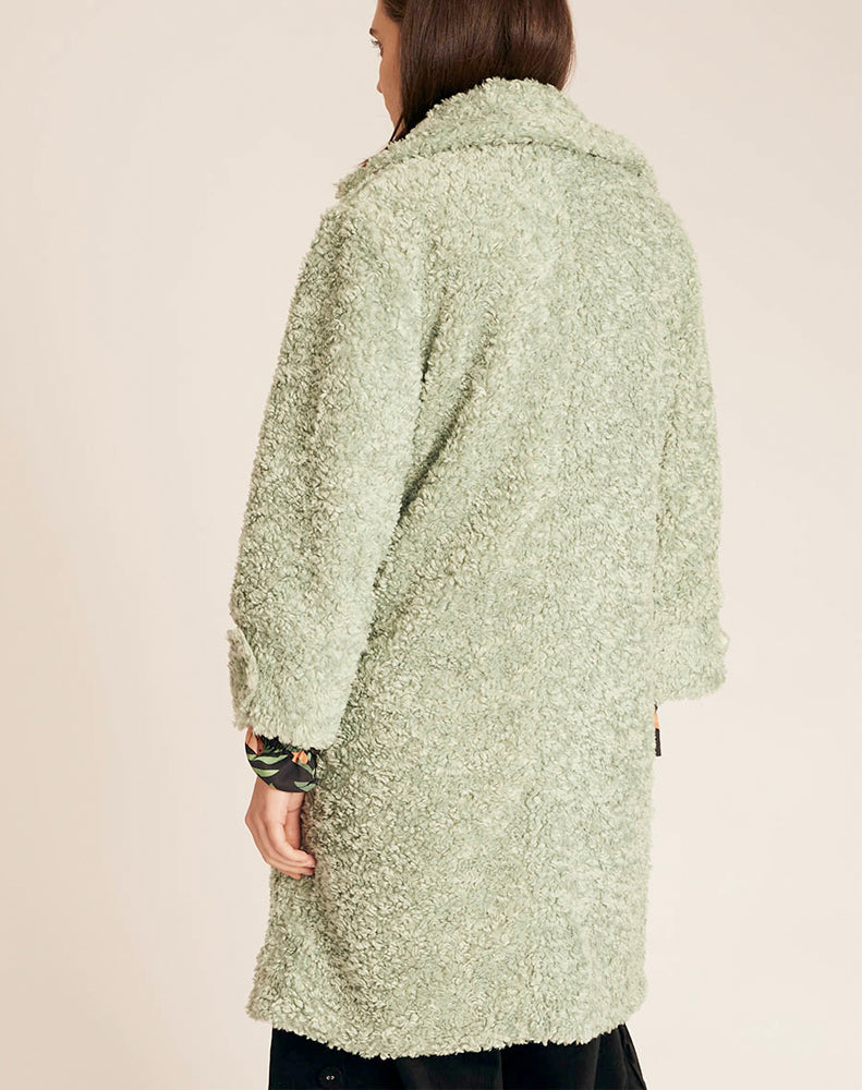 VEGAN SHEEPSKIN COAT -  GREEN