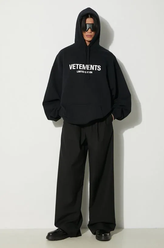 VETEMENTS sweatshirt Limited Edition Logo Hoodie black color hooded with a print UE64HD600B