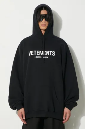 VETEMENTS sweatshirt Limited Edition Logo Hoodie black color hooded with a print UE64HD600B