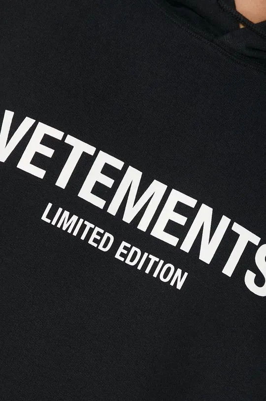 VETEMENTS sweatshirt Limited Edition Logo Hoodie black color hooded with a print UE64HD600B