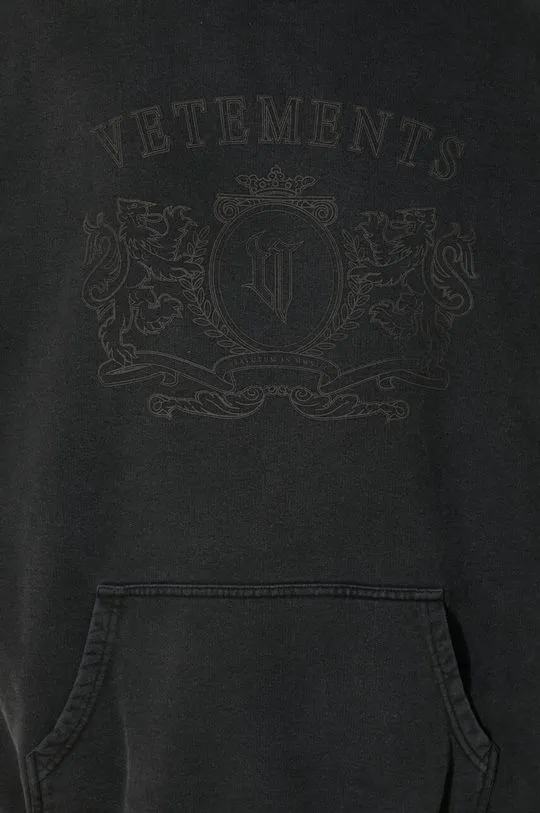 VETEMENTS sweatshirt Royal Logo Tonal Hoodie black color hooded with a print UE64HD310BB