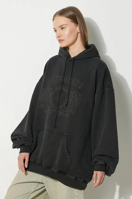 VETEMENTS sweatshirt Royal Logo Tonal Hoodie black color hooded with a print UE64HD310BB