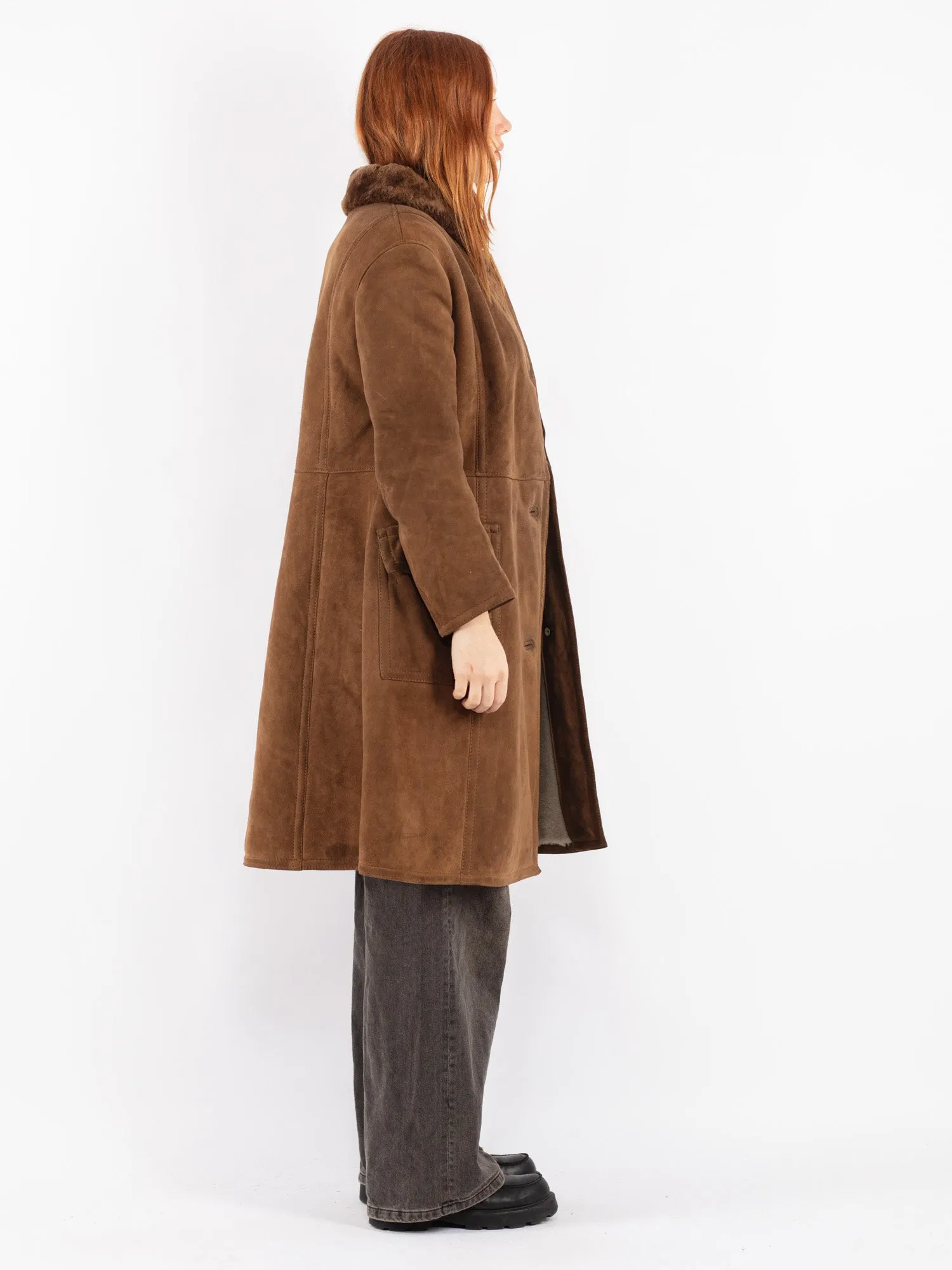 Vintage 70's Women Sheepskin Coat in Brown