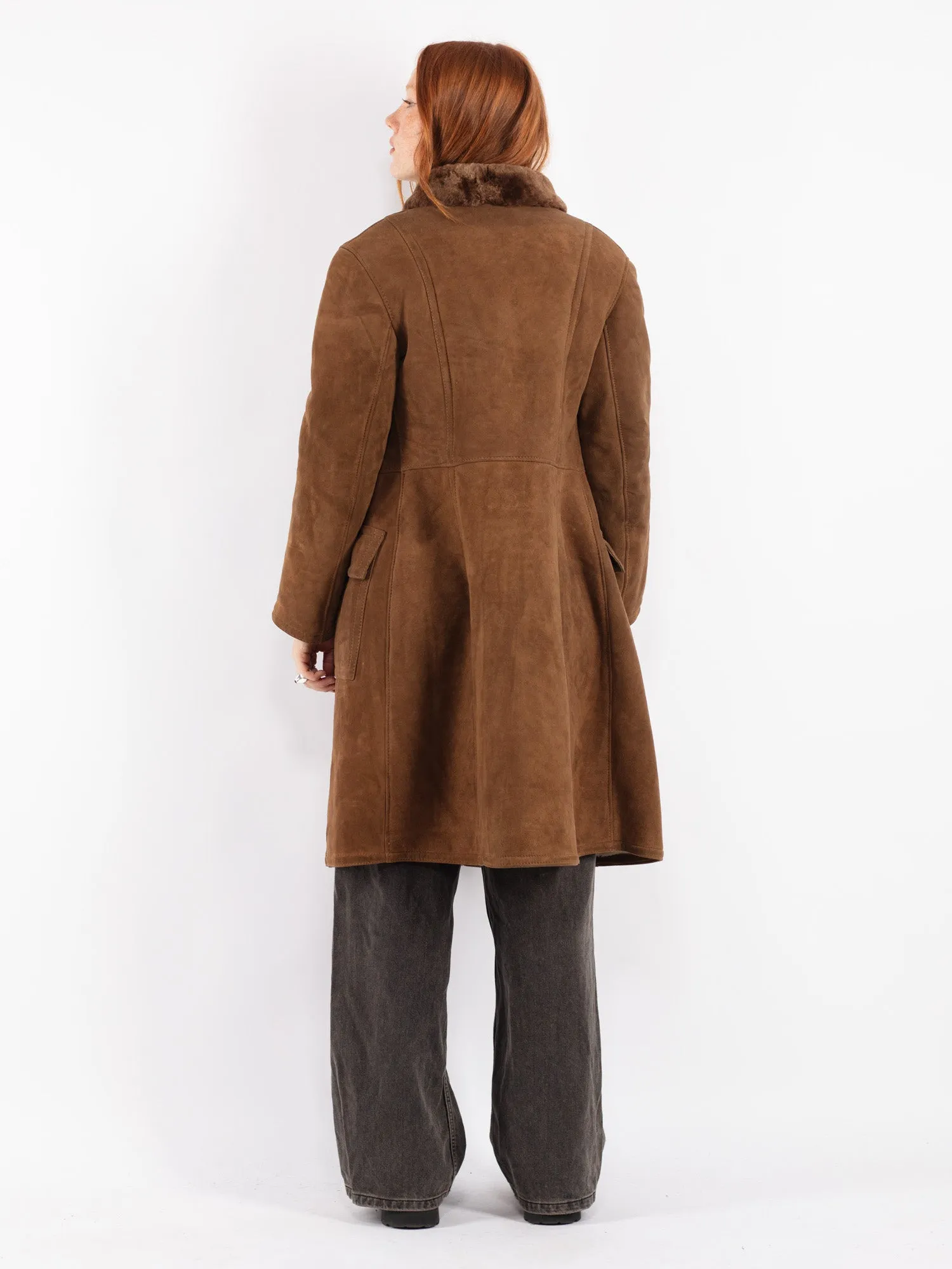 Vintage 70's Women Sheepskin Coat in Brown