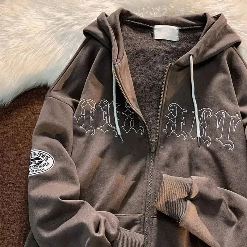 Vintage Zip-Up Y2K Hoodie