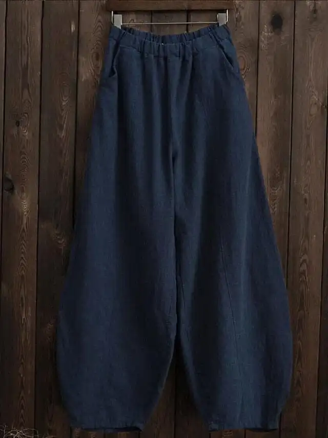 Women's Cotton Wide Leg Gauchos Pants with Pockets