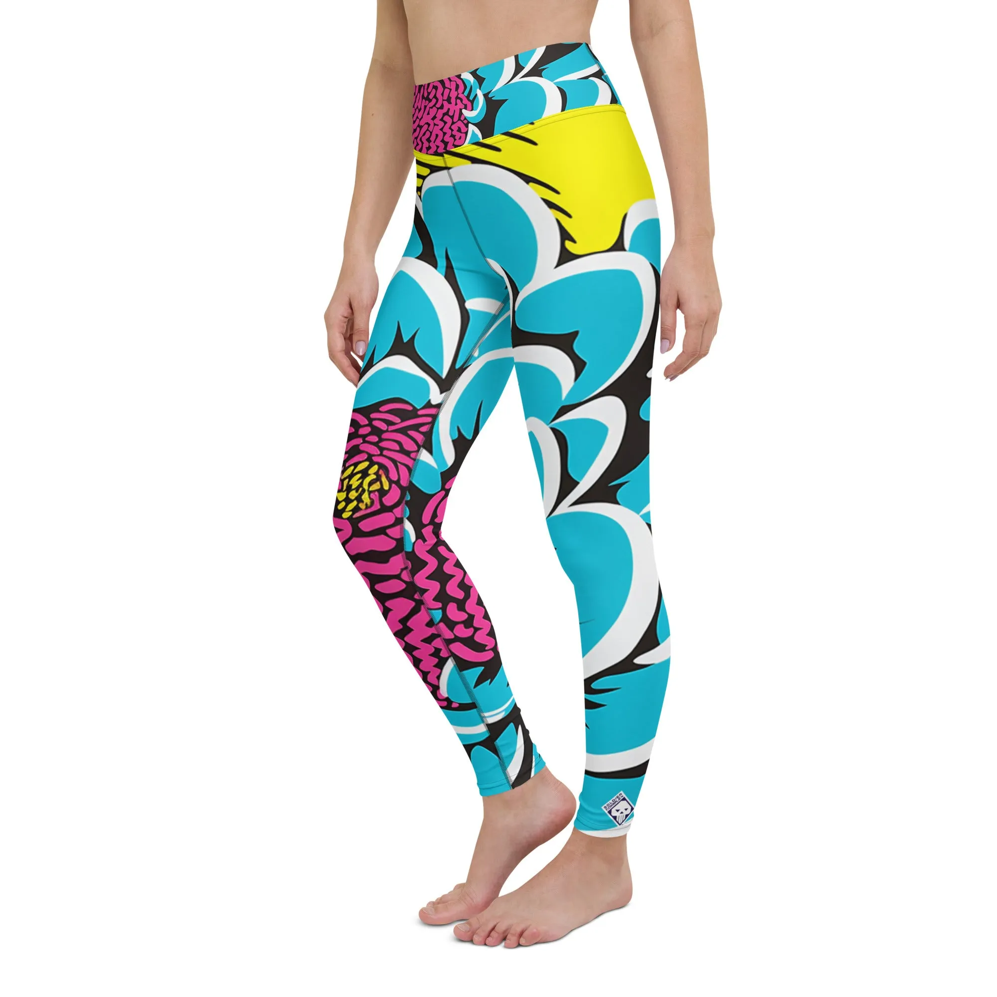 Women's Pop Art Yoga Pants - Roy Lichtenstein Inspired Dahalia Print 002