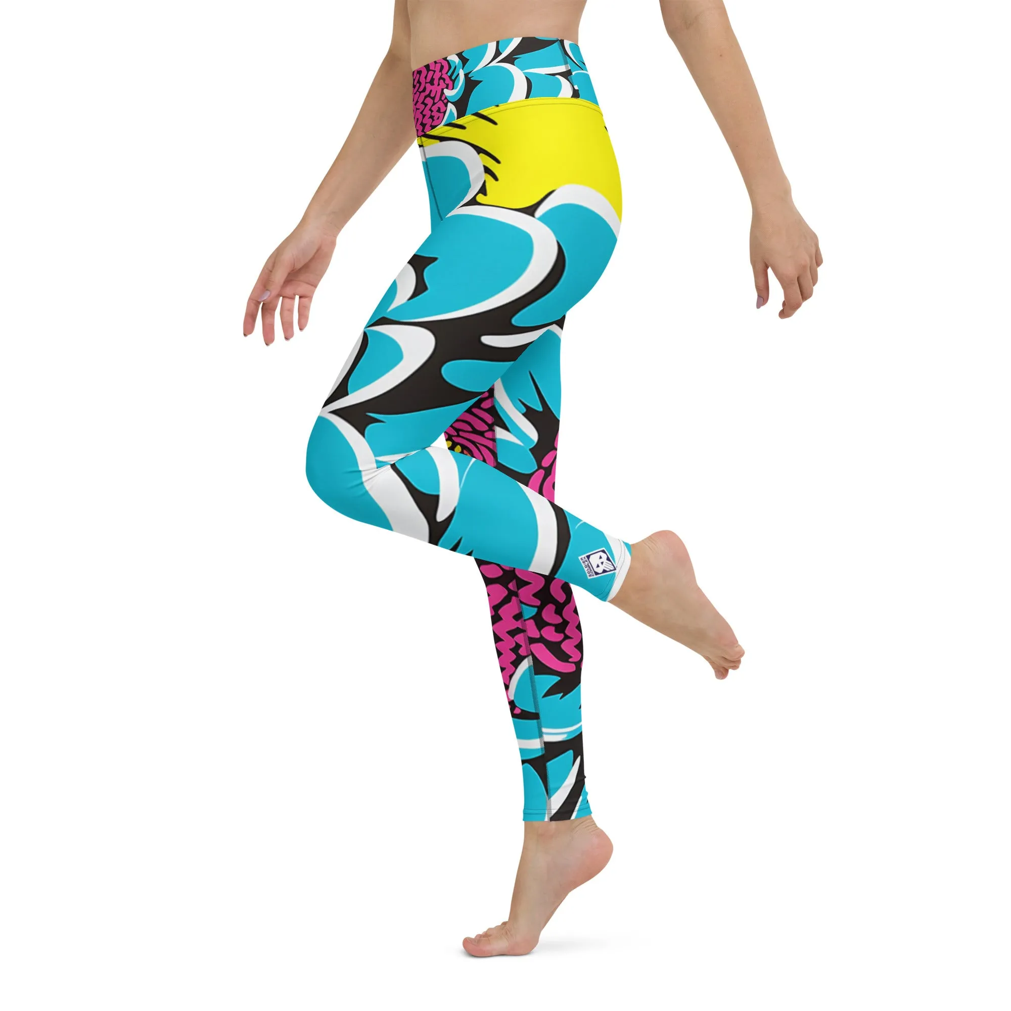 Women's Pop Art Yoga Pants - Roy Lichtenstein Inspired Dahalia Print 002