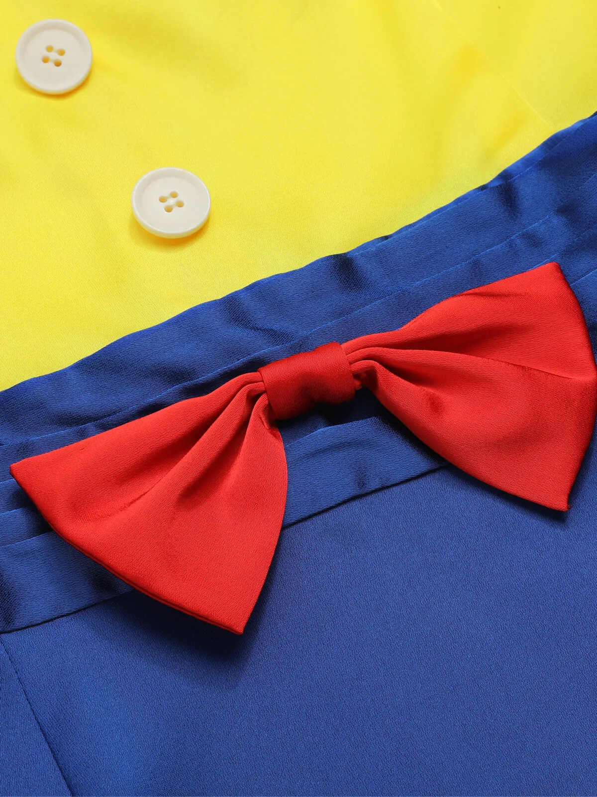 Yellow & Blue 1960s Bow Strap Pencil Dress